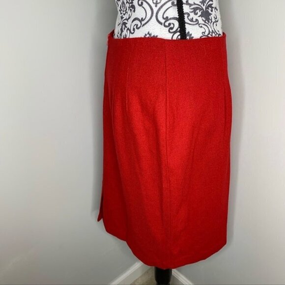 Maggie Lawrence Red Wool Pencil Skirt with slit in the back - Picture 5 of 10